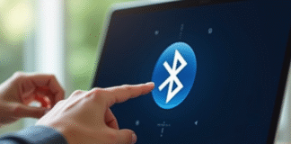 Main activant Bluetooth sur un ordinateur portable moderne
