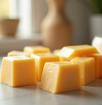 Assortiment de fromages emballes dans un contenant en cuisine lumineuse