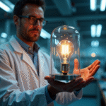 L’incroyable pouvoir de la cage de Faraday et son impact sur notre vie Scientifique montrant une cage de feraday avec une ampoule allumee