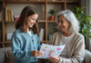 Enfants : comment manifester la gentillesse avec eux ? Jeune fille offrant un dessin à une femme âgée dans un salon chaleureux