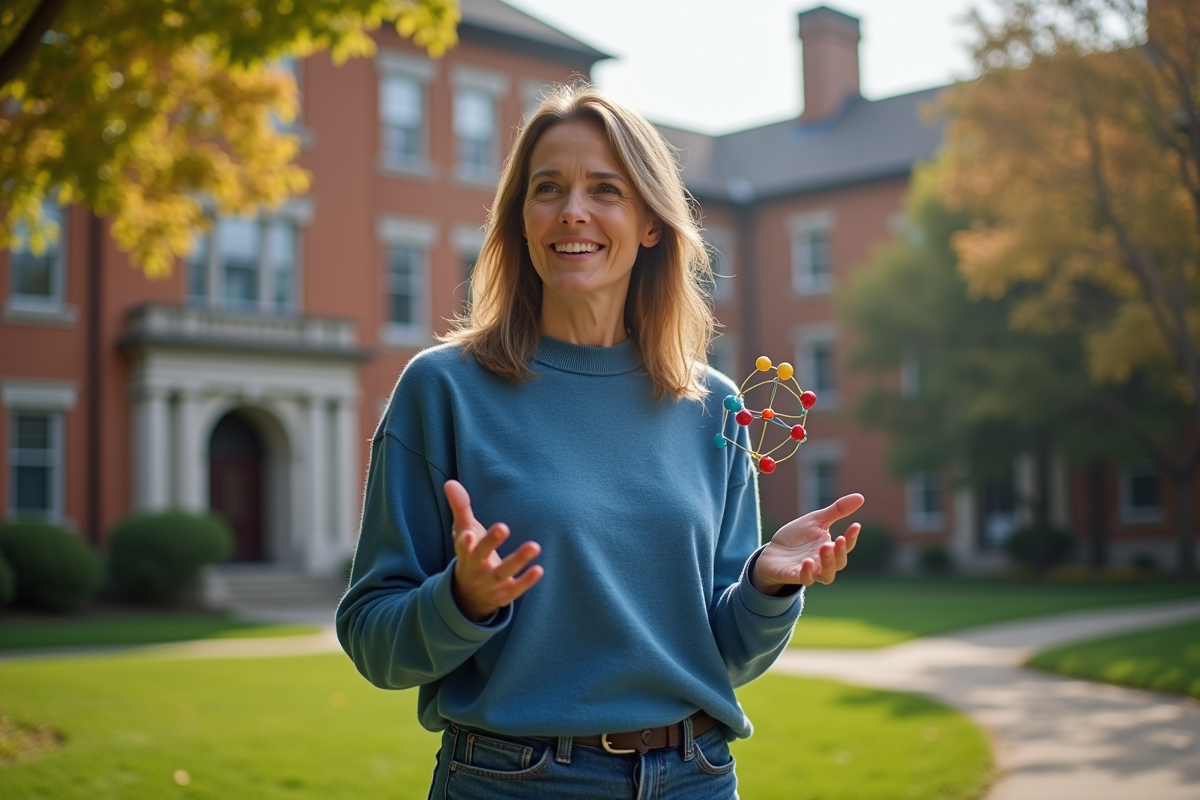Enseignante en sciences expliquant modèle d