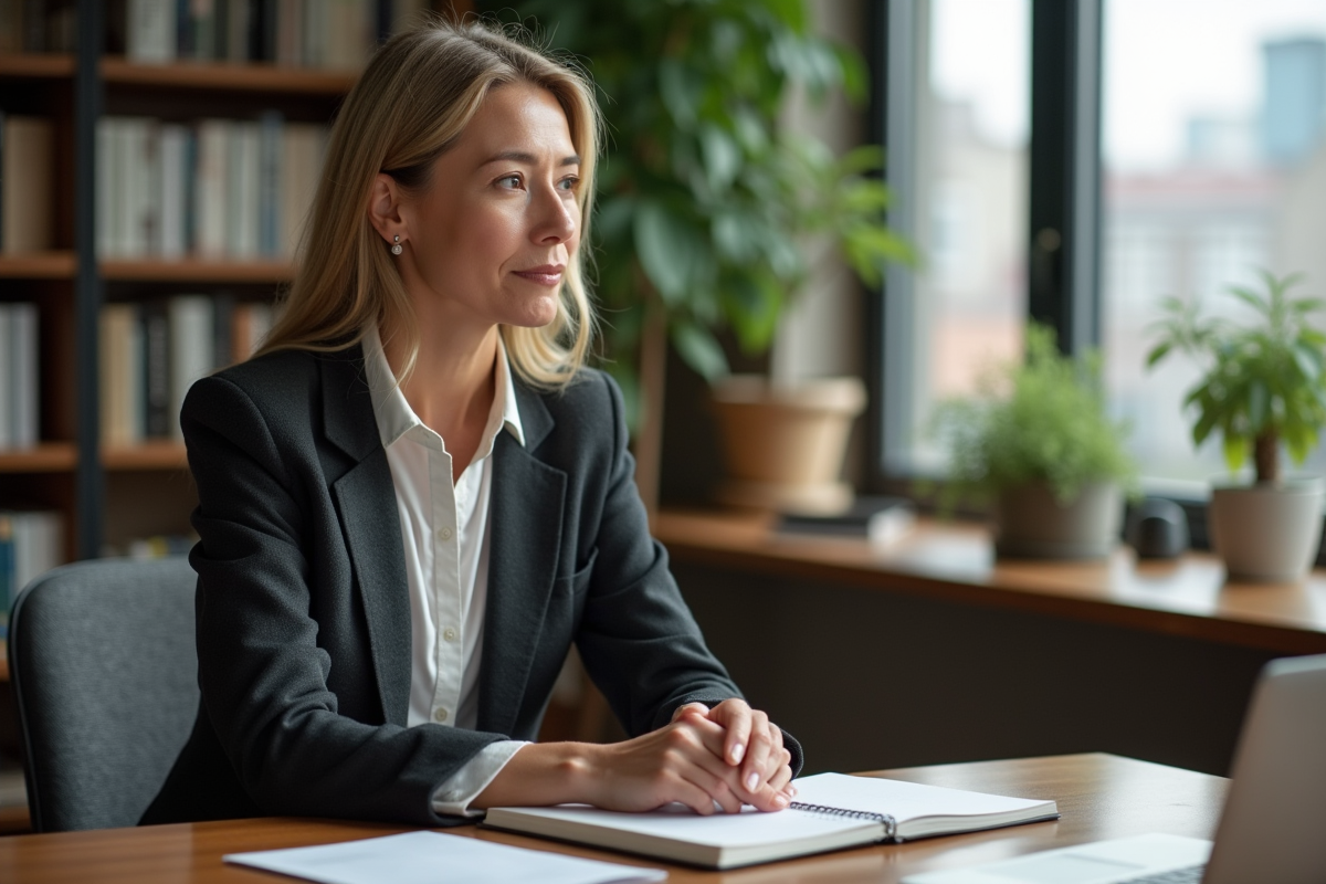 Femme d'âge moyen dans un bureau moderne en tenue professionnelle