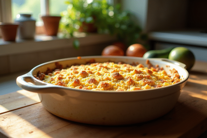 gratin-de-courgettes-rustique Gratin de courgettes servi dans un plat en céramique rustique