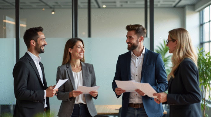 Collaboration positive : Quel impact sur votre succès professionnel ? Groupe de professionnels en réunion dans un bureau moderne