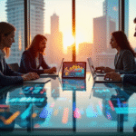 Groupe de professionnels analysant des données fintech modernes
