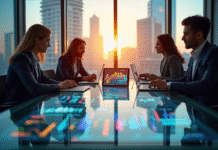 Groupe de professionnels analysant des données fintech modernes
