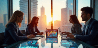 Groupe de professionnels analysant des données fintech modernes
