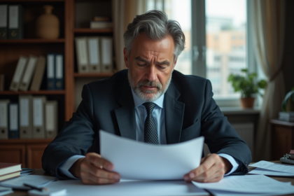 Homme d'affaires préoccupé dans un bureau à domicile
