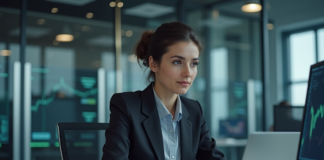 Métiers de la cybersécurité : focus sur ces professions stratégiques Jeune femme professionnelle travaillant sur un ordinateur dans un bureau moderne