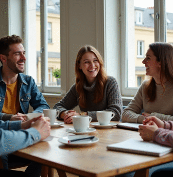 Coliving : définition, avantages et mode de vie en colocation moderne en France Jeunes adultes partageant un repas convivial à Paris
