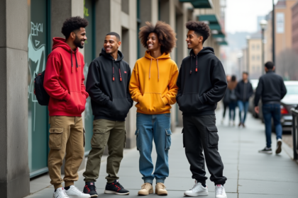 Groupe de jeunes en streetwear dans la ville