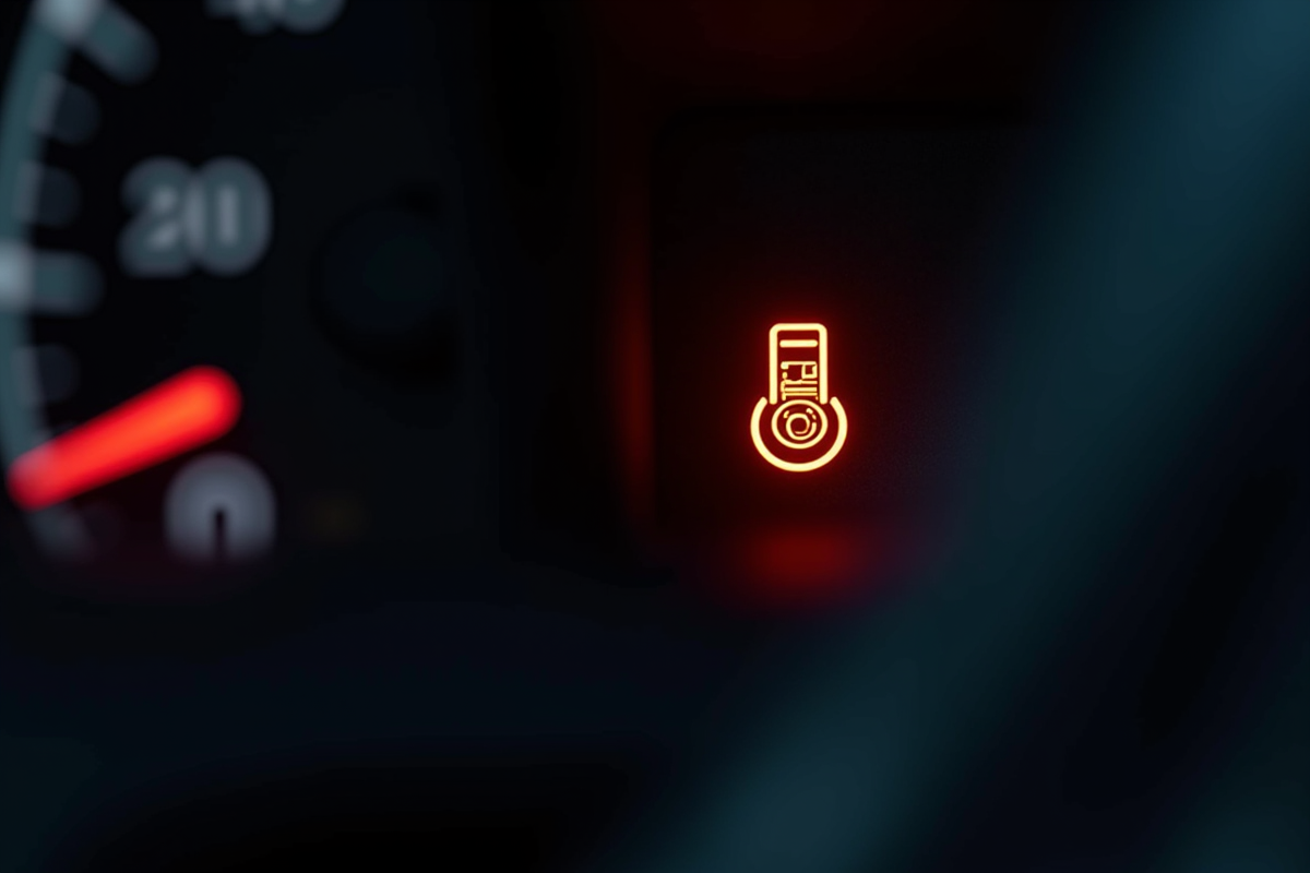 Aperçu du tableau de bord avec voyant pression pneu allumé