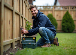 Métier rémunérateur sans diplôme : quel choisir pour gagner plus ? Jeune homme répare une clôture en bois dans un jardin